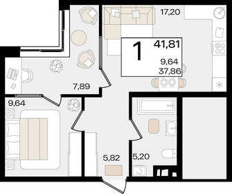 41,8 м², 1-комнатная квартира 12 902 566 ₽ - изображение 6