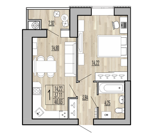 40,6 м², 1-комнатная квартира 3 291 120 ₽ - изображение 18