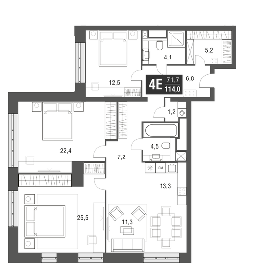 114 м², 4-комнатная квартира 38 660 000 ₽ - изображение 46