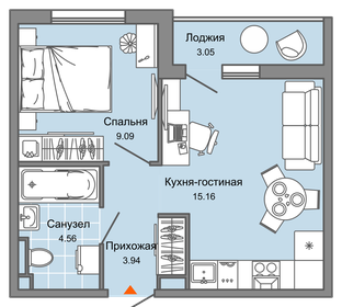 34 м², 2-комнатная квартира 3 373 450 ₽ - изображение 6