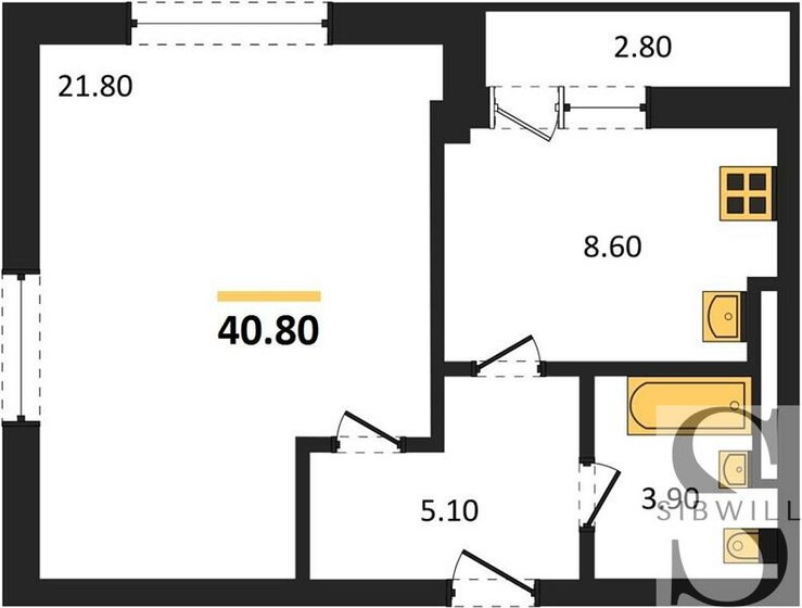 40,8 м², 1-комнатная квартира 3 590 400 ₽ - изображение 1