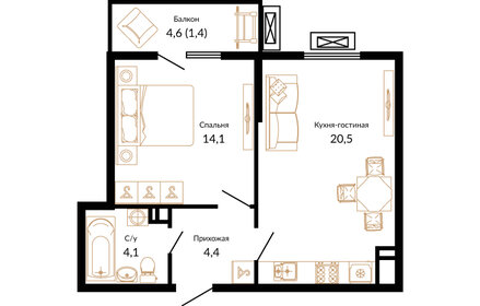 40,6 м², 1-комнатная квартира 7 856 100 ₽ - изображение 9