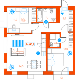 65,9 м², 2-комнатная квартира 7 790 000 ₽ - изображение 11