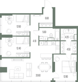 Квартира 96,4 м², 3-комнатная - изображение 1