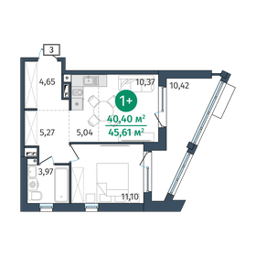 40,4 м², 1-комнатная квартира 6 577 000 ₽ - изображение 1