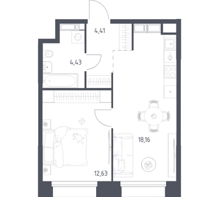 Квартира 39,6 м², 1-комнатные - изображение 1