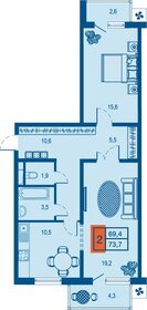 Квартира 69,4 м², 2-комнатная - изображение 1