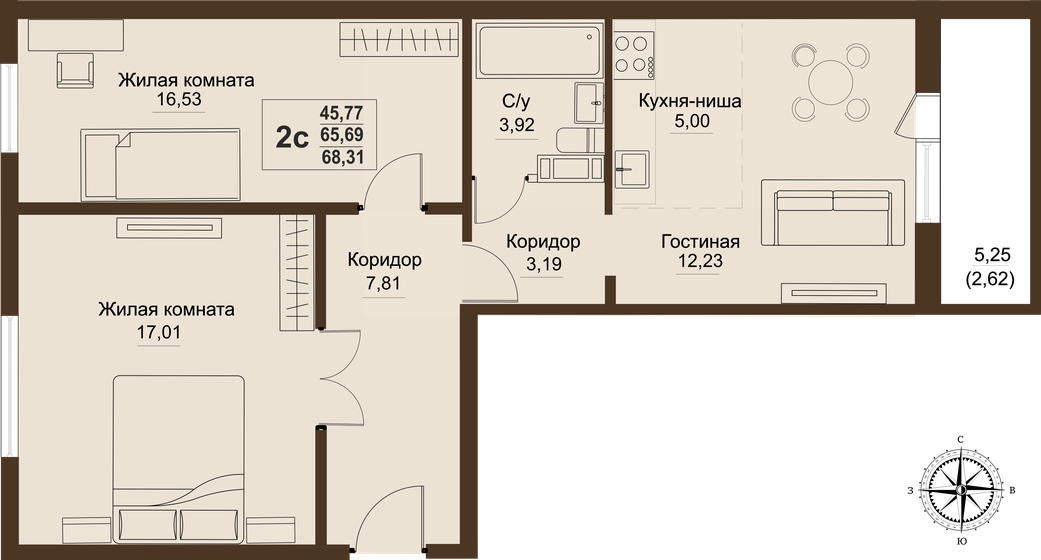 65,7 м², 3-комнатная квартира 6 536 155 ₽ - изображение 1