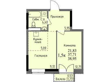 36 м², 1-комнатная квартира 3 845 400 ₽ - изображение 21