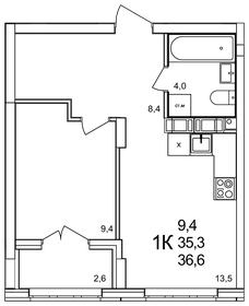 37 м², 1-комнатная квартира 5 772 000 ₽ - изображение 13