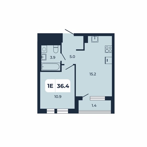 36,4 м², 1-комнатная квартира 4 531 800 ₽ - изображение 1