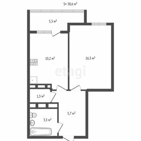 Квартира 38,6 м², 1-комнатная - изображение 3