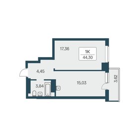 Квартира 44,3 м², 1-комнатная - изображение 1