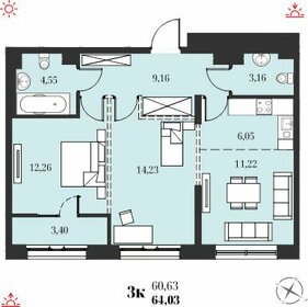 Квартира 64 м², 3-комнатная - изображение 1