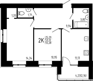 57,2 м², 2-комнатная квартира 10 750 000 ₽ - изображение 58