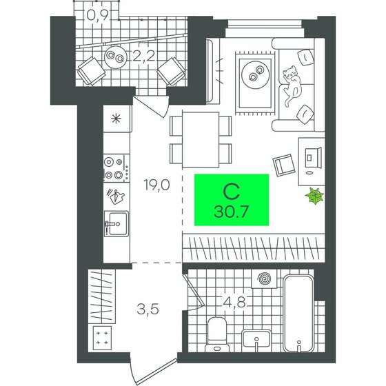 20 м², квартира-студия 5 600 000 ₽ - изображение 118