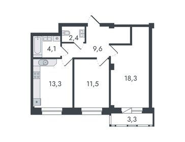 62,3 м², 2-комнатная квартира 6 541 500 ₽ - изображение 25