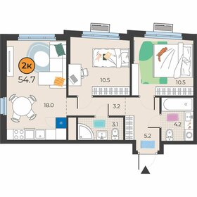 Квартира 54,7 м², 2-комнатная - изображение 1