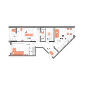 Квартира 65,8 м², 2-комнатная - изображение 1