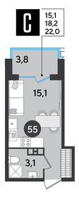 22 м², квартира-студия 4 382 400 ₽ - изображение 12