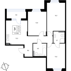 Квартира 77,8 м², 3-комнатная - изображение 2