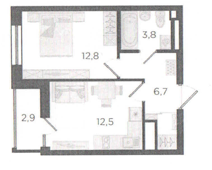 37,3 м², 1-комнатная квартира 8 800 000 ₽ - изображение 1