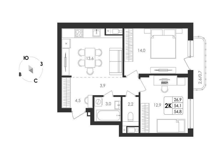 64 м², 2-комнатная квартира 6 190 000 ₽ - изображение 82