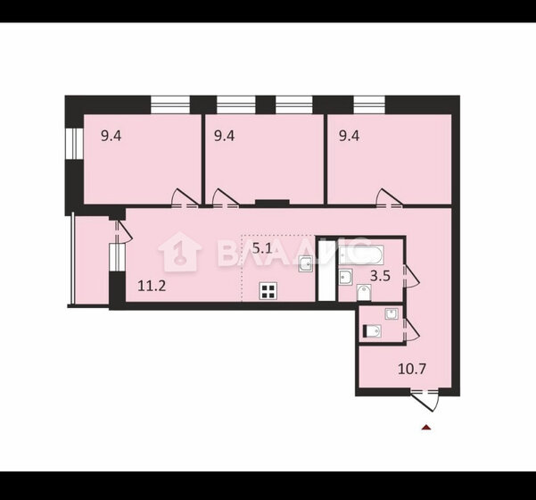 63 м², 3-комнатная квартира 16 000 000 ₽ - изображение 1