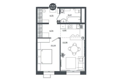 42,4 м², 1-комнатная квартира 6 050 000 ₽ - изображение 27