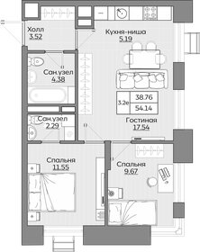 Квартира 54,1 м², 3-комнатная - изображение 1