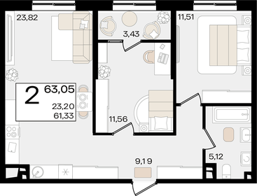 68,6 м², 2-комнатная квартира 13 600 000 ₽ - изображение 104