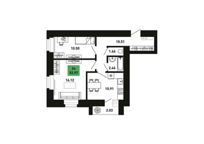 53 м², 2-комнатная квартира 4 327 649 ₽ - изображение 14