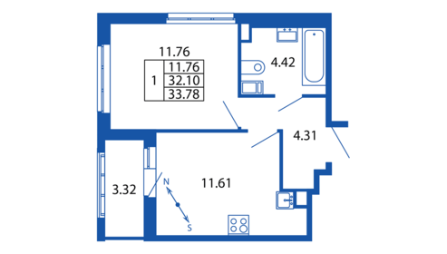 30,9 м², 1-комнатная квартира 8 200 000 ₽ - изображение 66