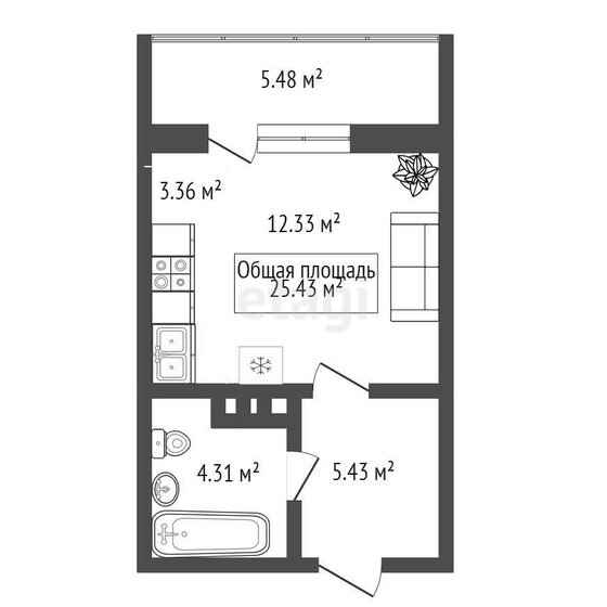 25,4 м², 1-комнатная квартира 7 500 000 ₽ - изображение 23