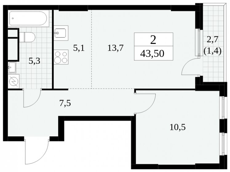 43,5 м², 2-комнатная квартира 11 400 000 ₽ - изображение 36