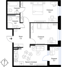 55,8 м², 2-комнатная квартира 10 099 800 ₽ - изображение 23