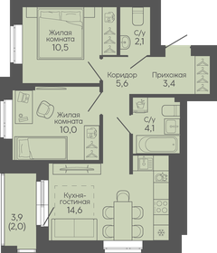 Квартира 52,3 м², 2-комнатная - изображение 1