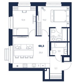 Квартира 60,3 м², 2-комнатная - изображение 1