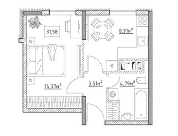 33 м², 1-комнатная квартира 2 470 000 ₽ - изображение 16