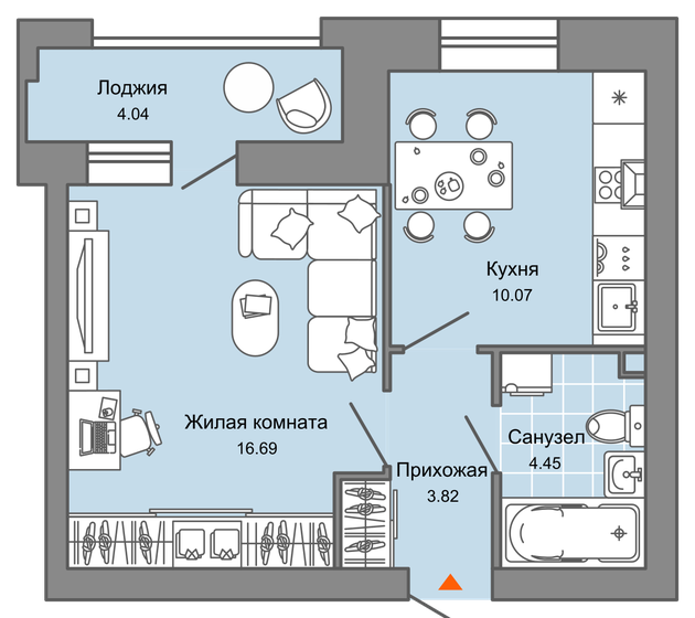 37 м², 1-комнатная квартира 3 586 440 ₽ - изображение 1