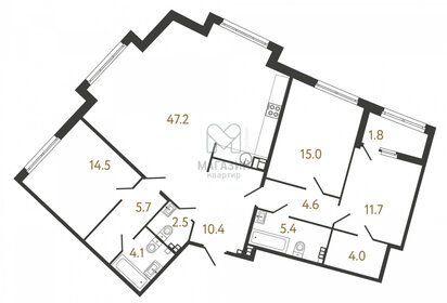 Квартира 125 м², 3-комнатная - изображение 2