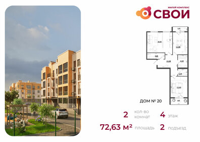 Квартира 72,6 м², 2-комнатная - изображение 1