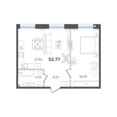 Квартира 52,8 м², 1-комнатная - изображение 2