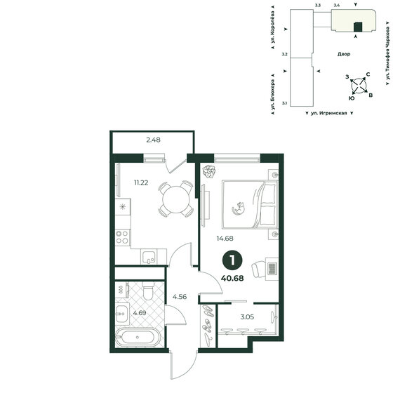 41,9 м², 1-комнатная квартира 4 850 000 ₽ - изображение 69