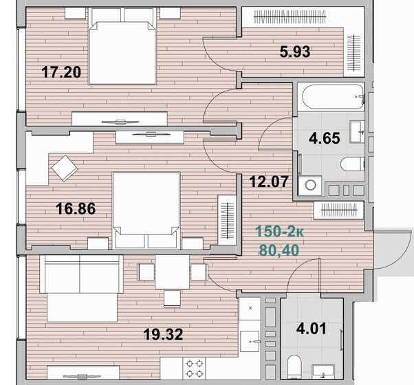 51,9 м², 2-комнатная квартира 8 148 490 ₽ - изображение 30