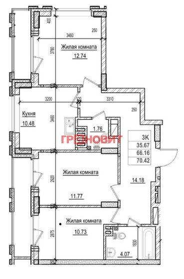 73,8 м², 3-комнатная квартира 10 000 000 ₽ - изображение 54