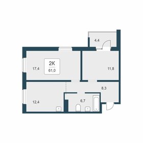 Квартира 61 м², 2-комнатная - изображение 1