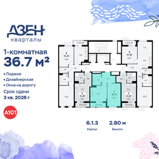 Квартира 36,7 м², 1-комнатная - изображение 2