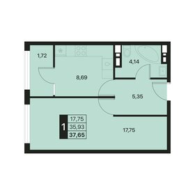 Квартира 37,7 м², 1-комнатная - изображение 1