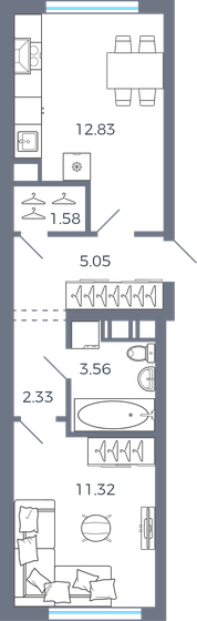 36,7 м², 1-комнатная квартира 5 080 874 ₽ - изображение 1